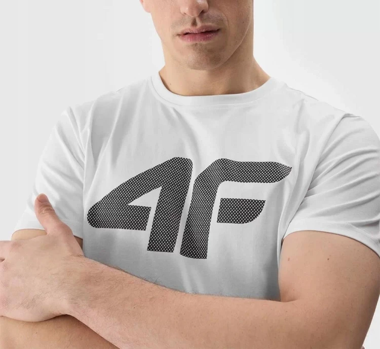 Nowa!Koszulka treningowa krótki rękaw 4F XXL biały z dużym czarnym logo 191