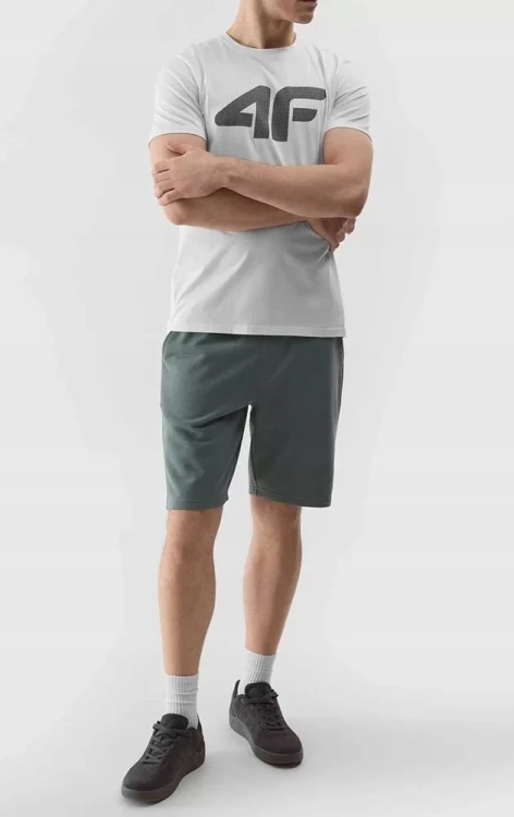 Nowa!Koszulka treningowa krótki rękaw 4F XXL biały z dużym czarnym logo 191