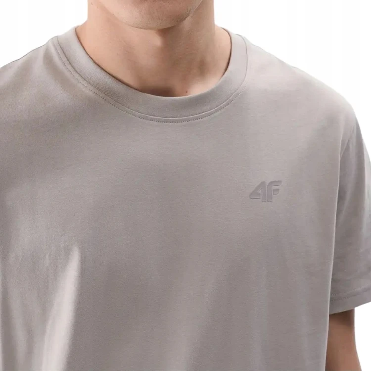 Nowy! Oryginalny 4F t-shirt męski XL ciepło-jasno-szary z małym logo (596)