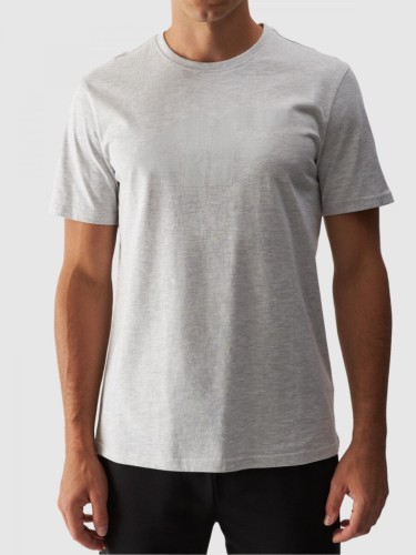 Nowy! Oryginalny 4F t-shirt męski M jasno szary z dużym czarnym logo (047)