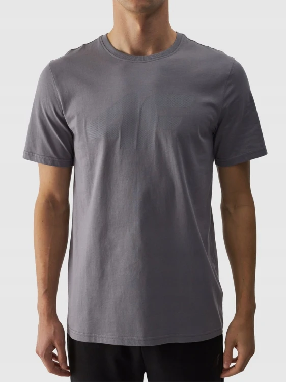 Nowy! Oryginalny 4F t-shirt męski M ciemno szary z dużym czarnym logo (245)