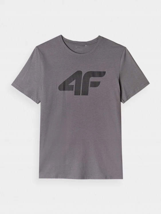 Nowy! Oryginalny 4F t-shirt męski M ciemno szary z dużym czarnym logo (245)