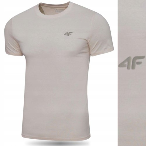 Nowy! Oryginalny 4F t-shirt męski L ciepło-jasno-szary z małym logo (602)