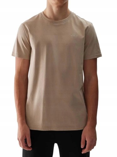 Nowy! Oryginalny 4F t-shirt męski L beżowo-zielony z małym logo (651)