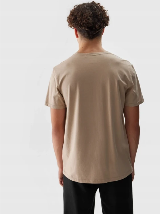Nowy! Oryginalny 4F t-shirt męski L beżowo-zielony z małym logo (651)