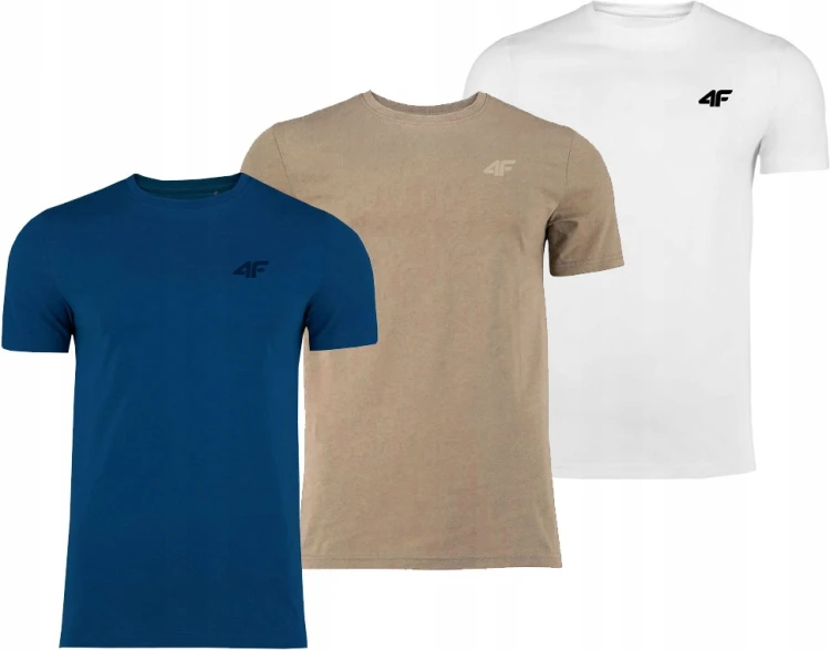 Nowy! Oryginalny 4F t-shirt męski L beżowo-zielony z małym logo (651)