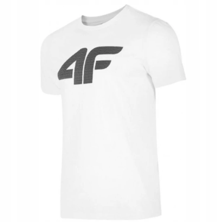 Nowy! Oryginalny 4F t-shirt męski XL biały z dużym czarnym logo (061)