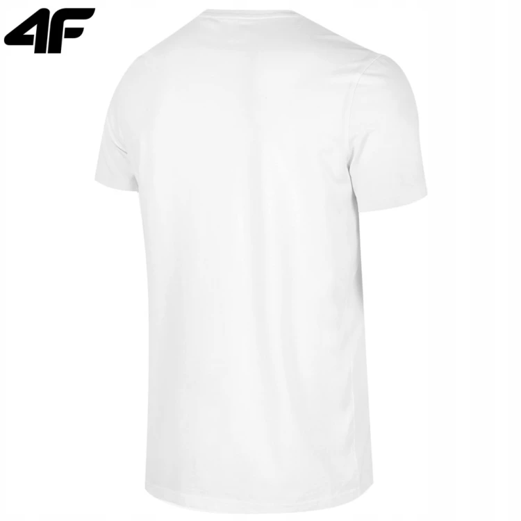 Nowy! T-shirt męski 4F rozmiar M biały z dużym czarnym logo (078)