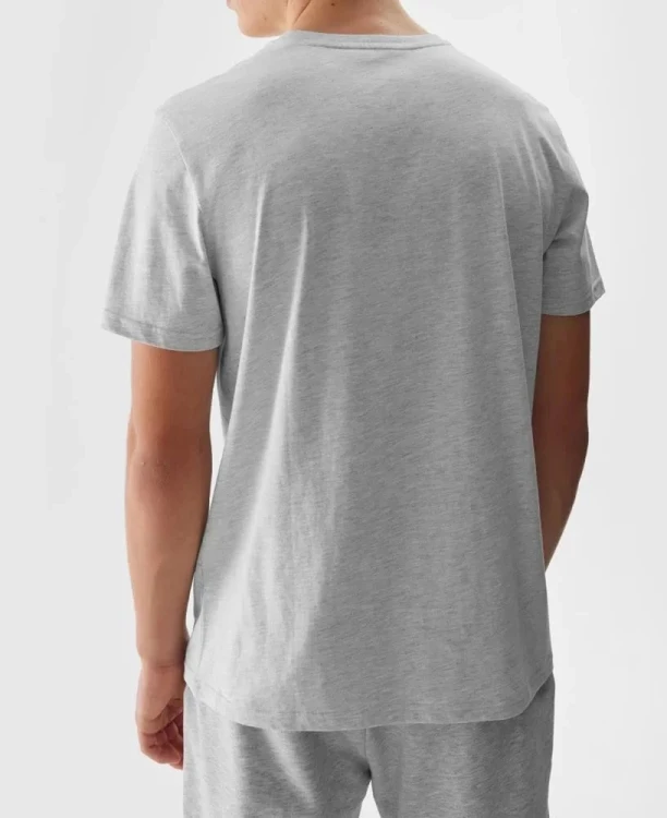 Nowy! Oryginalny 4F t-shirt męski M jasno szary z dużym czarnym logo (108)