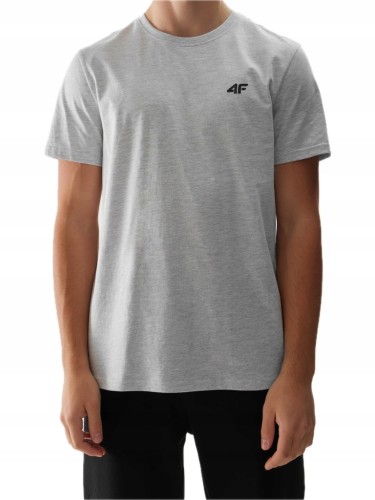 Nowy! Oryginalny 4F t-shirt męski M szary melanż z małym czarnym logo (507)