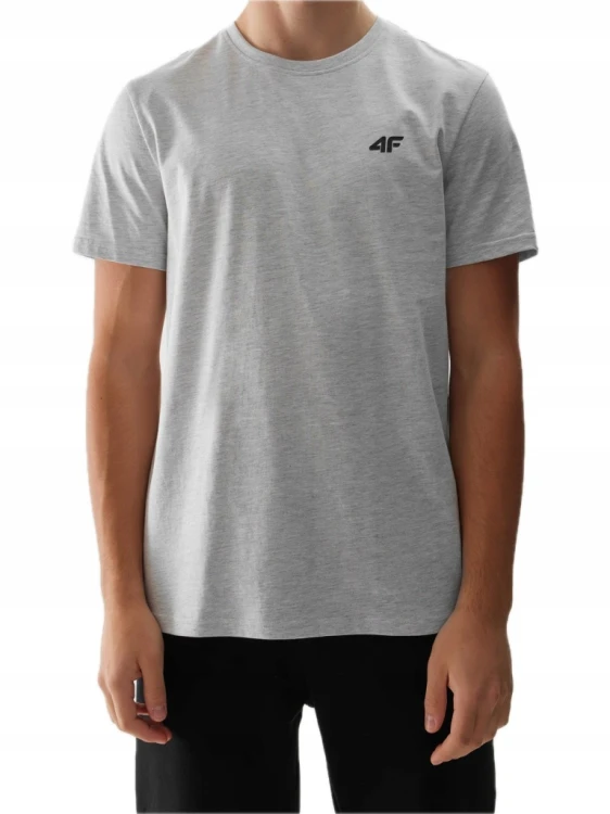 Nowy! Oryginalny 4F t-shirt męski M szary melanż z małym czarnym logo (507)