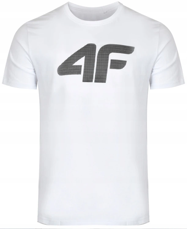 Nowy! Oryginalny 4F t-shirt męski M biały z dużym czarnym logo (184)