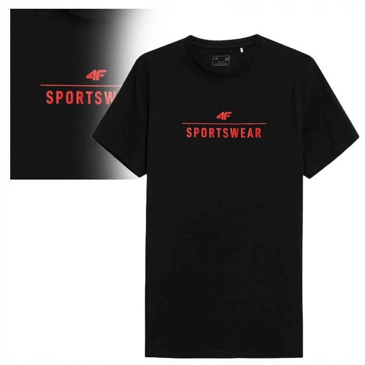 Nowy! Oryginalny 4F t-shirt męski M granatowy z czerwonym Sportswear (200)