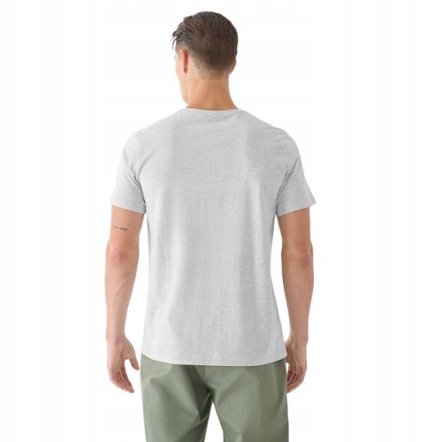 Nowy! Oryginalny 4F t-shirt męski S jasno szary z dużym czarnym logo (054)