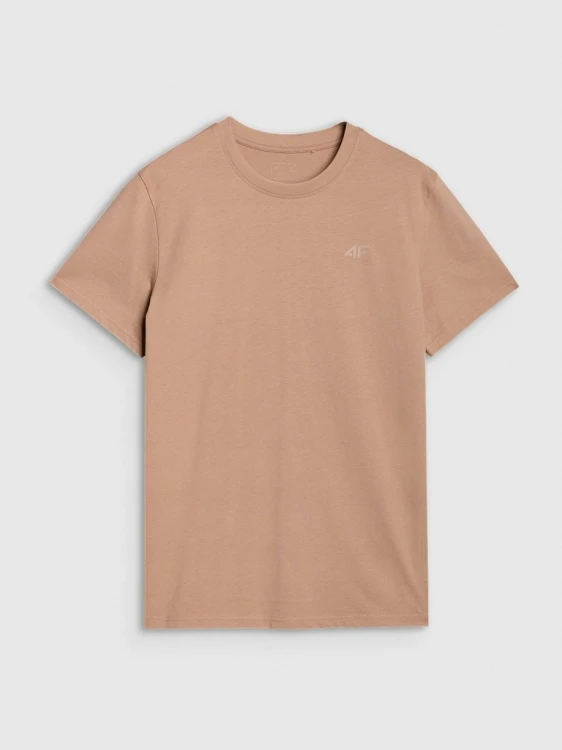 Nowy! Oryginalny 4F t-shirt męski S karmelowy z małym karmelowym logo (527)