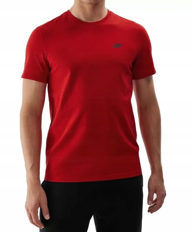 Nowy! Oryginalny 4F t-shirt męski S czerwony z małym czarnym logo (521)