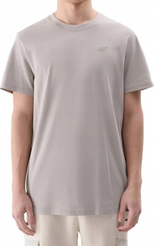 Nowy! Oryginalny 4F t-shirt męski S ciepło-jasno-szary z małym logo (572)