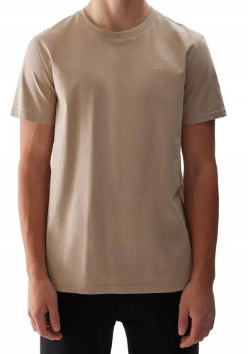 Nowy! Oryginalny 4F t-shirt męski S beżowy z małym beżowym logo (668)