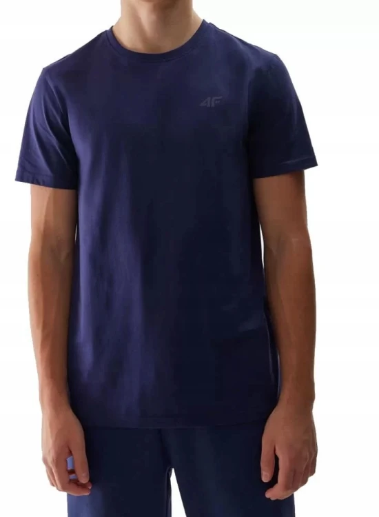 Nowy! Oryginalny t-shirt 4F granatowy S męski z małym granatowym logo (644)