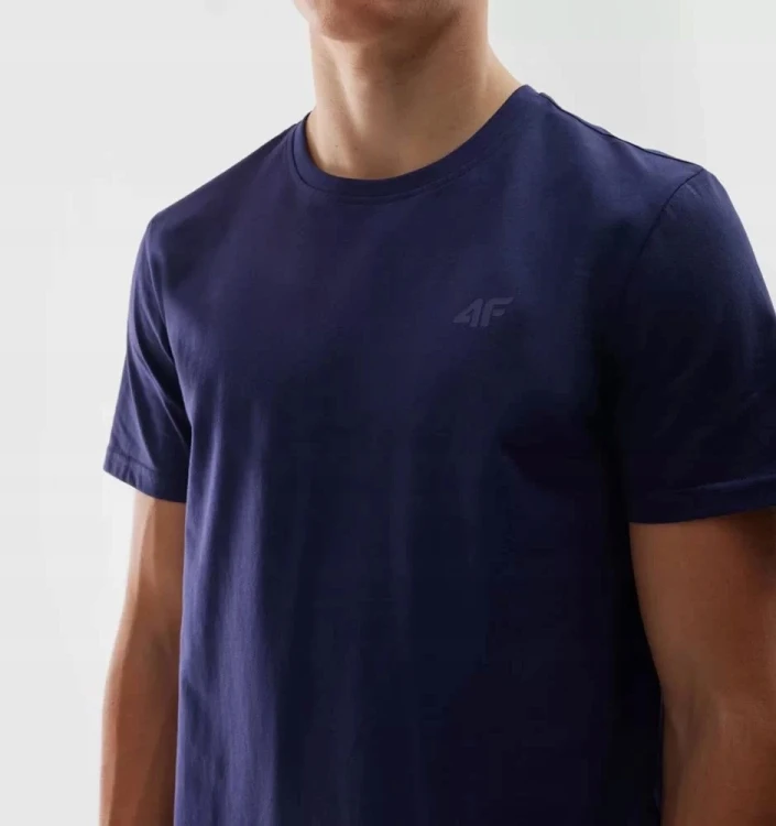 Nowy! Oryginalny t-shirt 4F granatowy S męski z małym granatowym logo (644)