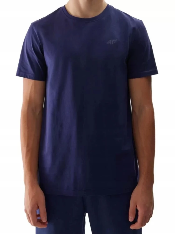 Nowy! Oryginalny t-shirt 4F granatowy S męski z małym granatowym logo (644)