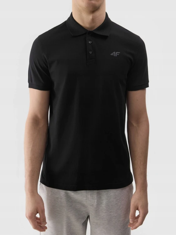 Nowa! Oryginalna 4F koszulka Polo S czarna z małym czarnym logo (453)