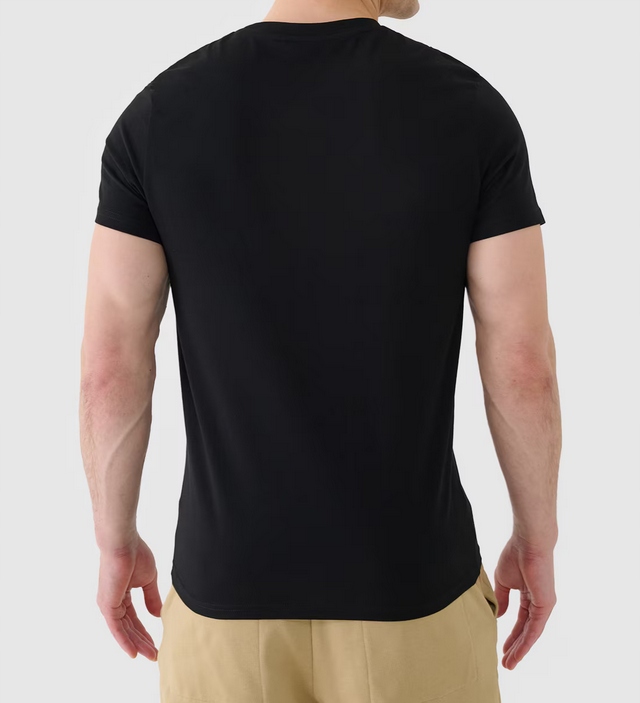 Nowy! Oryginalny 4F T-shirt S męski czarny z małym czarnym logo (226)