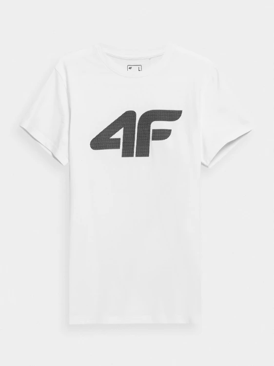 Nowy! Oryginalny 4F T-shirt S męski biały z dużym czarnym logo (108)