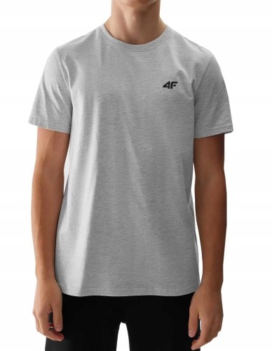 Nowy! Oryginalny 4F T-shirt S męski jasno szary z małym czarnym logo (514)