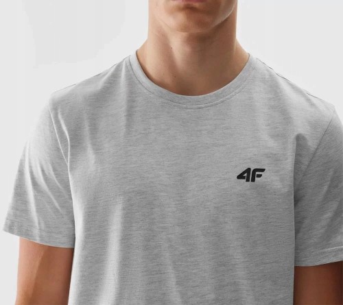 Nowy! Oryginalny 4F T-shirt S męski jasno szary z małym czarnym logo (514)