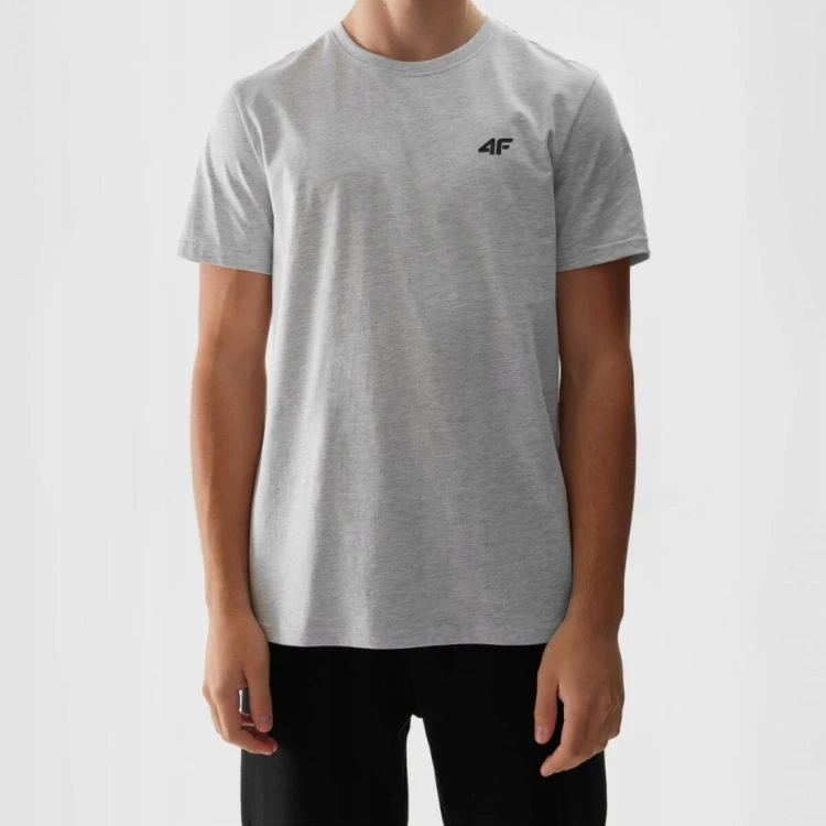 Nowy! Oryginalny 4F T-shirt S męski jasno szary z małym czarnym logo (514)