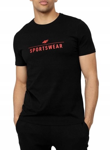 Nowy! Oryginalny 4F T-shirt S męski czarny z czerwonym Sportswear 4F (255)