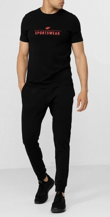 Nowy! Oryginalny 4F T-shirt S męski czarny z czerwonym Sportswear 4F (255)