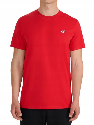 Nowy! 4F T-shirt męski TSHM3341 czerwony roz. XL z małym logo (656)