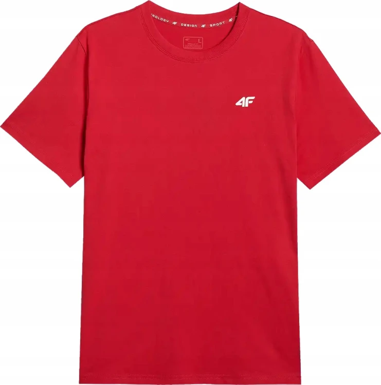Nowy! 4F T-shirt męski TSHM3341 czerwony roz. XL z małym logo (656)