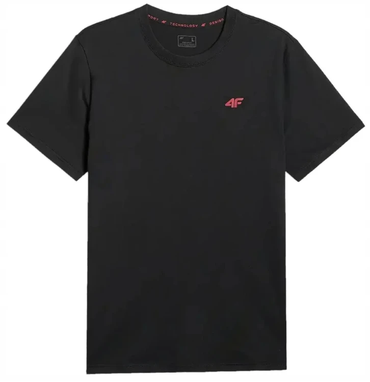 Nowy! 4F T-shirt TSHM3341 czarny roz. S z małym czerwonym logo (004)