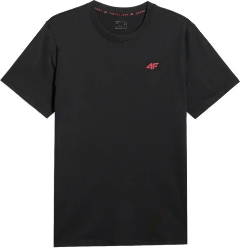 Nowy! 4F T-shirt męski TSHM3341 czarny roz. L z małym czerwonym logo (042)