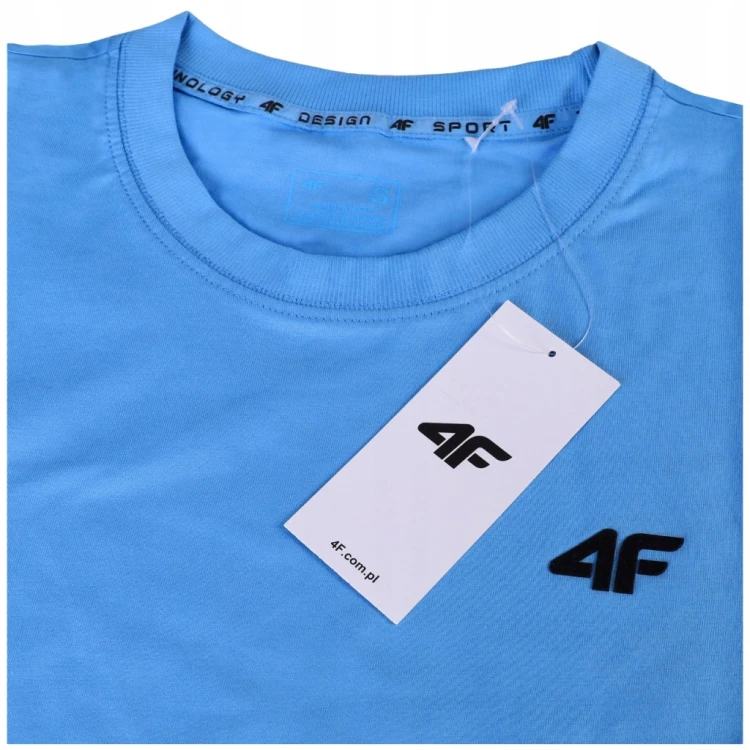 Nowy! 4F T-shirt Męski TSHM2669 błękitny roz. S z małym logo (660)