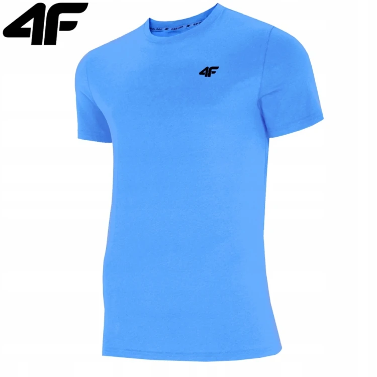 Nowy! 4F T-shirt Męski TSHM2669 błękitny roz. S z małym logo (660)