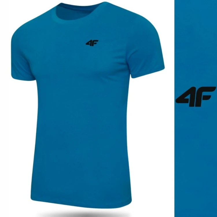 Nowy! 4F t-shirt męski niebieski rozmiar S z czarnym logo (547)