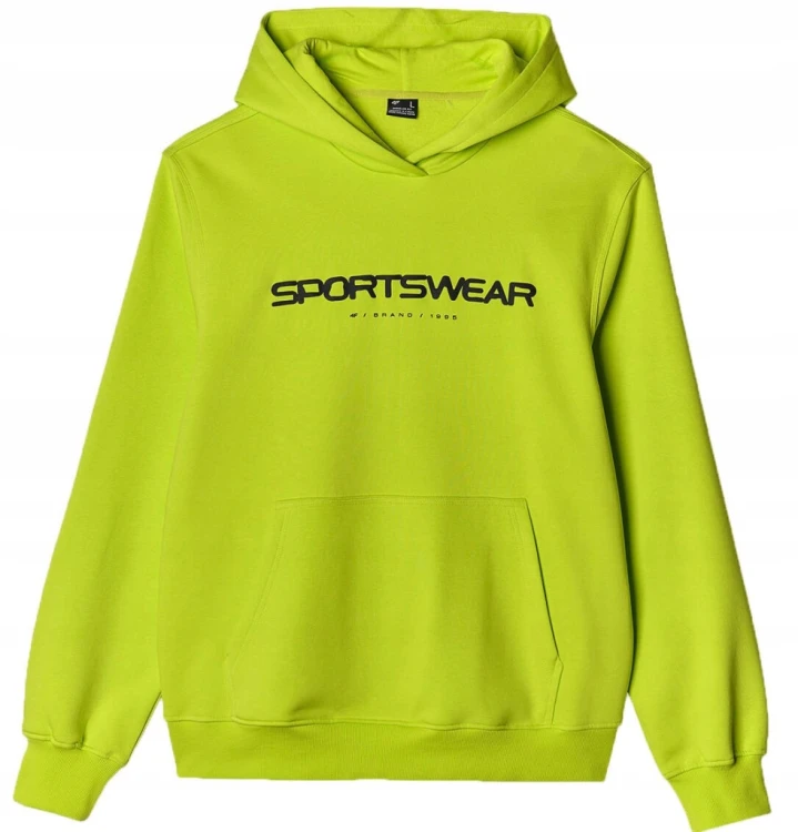 Nowa! 4F bluza męska z kapturem zielona z nadrukiem Sportswear r. M (535)