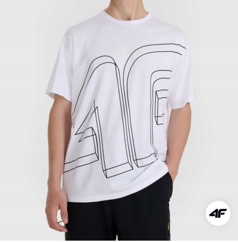 Nowy! Oryginalny T-shirt męski 4F rozmiar XL bloku oversize logo 3D (185)