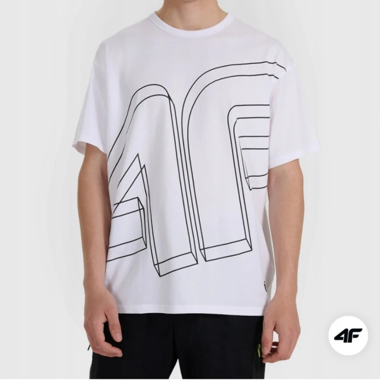 Nowy! Oryginalny T-shirt męski 4F rozmiar XL bloku oversize logo 3D (185)