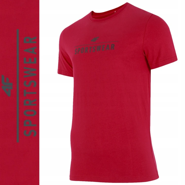 Nowy! Oryginalny 4F T-shirt męski okrągły 4F L Sportswear czerwony (002)
