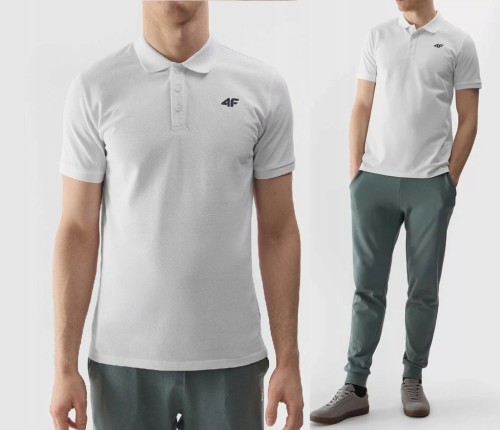 Nowa! Oryginalna 4F koszulka Polo XL męska biała z małym logo (279)