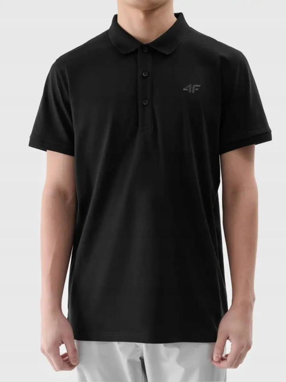 Nowa! Oryginalna 4F koszulka Polo męska L czarna z małym czarnym logo (819)