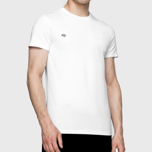 Nowy! Oryginalny 4F t-shirt męski S biały z małym srebrnym logo (350))