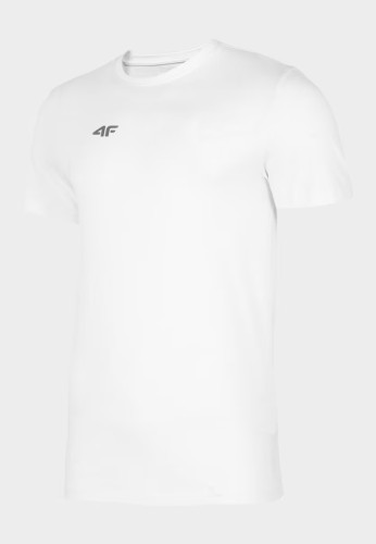 Nowy! Oryginalny 4F t-shirt męski S biały z małym srebrnym logo (350))